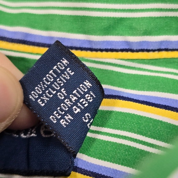 Vintage‎ Ralph Lauren Shirt Mens XL Green Yellow Striped Classic Button Preppy - Picture 6 of 11